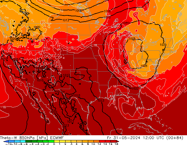 Theta-W 850hPa ECMWF Fr 31.05.2024 12 UTC