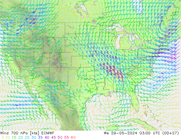 Wind 700 hPa ECMWF We 29.05.2024 03 UTC