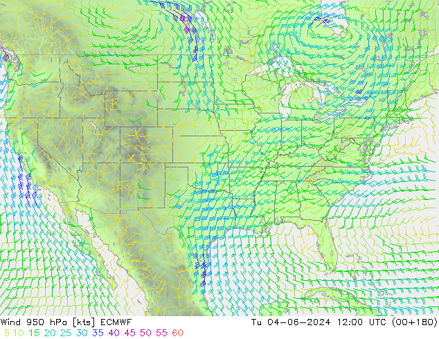 Wind 950 hPa ECMWF Út 04.06.2024 12 UTC