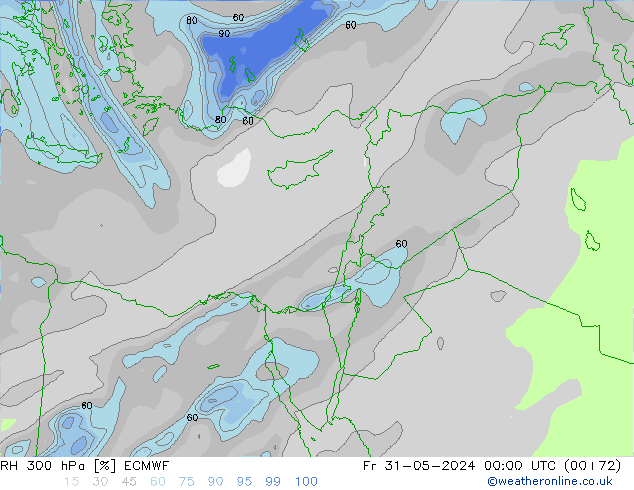 RH 300 hPa ECMWF Fr 31.05.2024 00 UTC