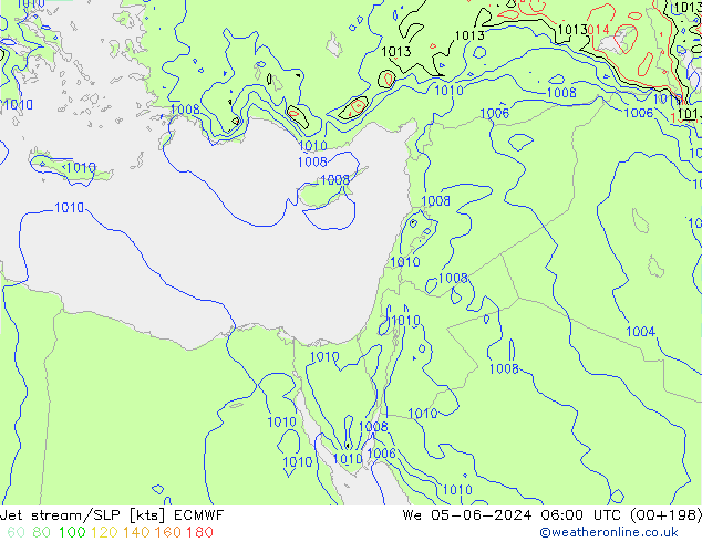 Jet stream ECMWF Qua 05.06.2024 06 UTC