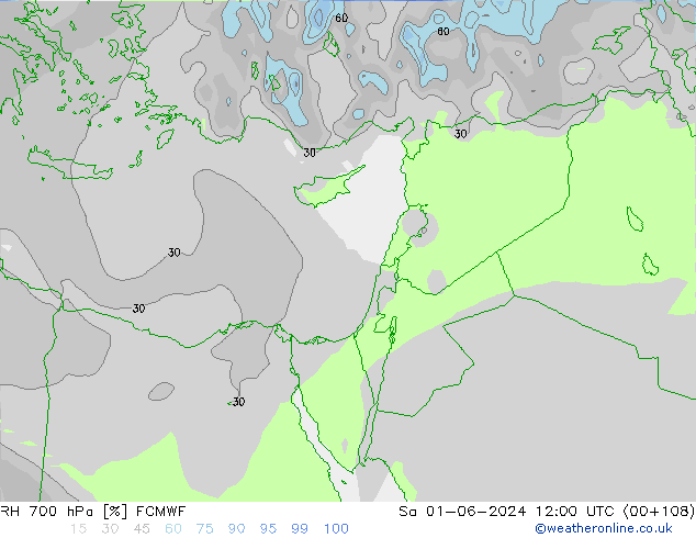 RH 700 hPa ECMWF  01.06.2024 12 UTC