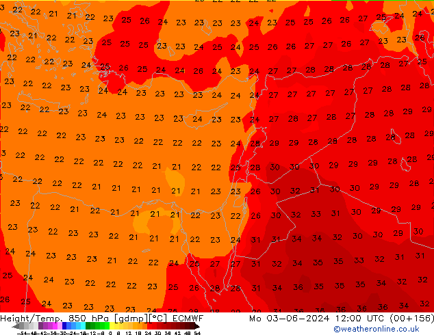 Z500/Rain (+SLP)/Z850 ECMWF lun 03.06.2024 12 UTC