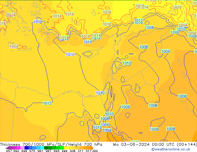 Thck 700-1000 hPa ECMWF Mo 03.06.2024 00 UTC