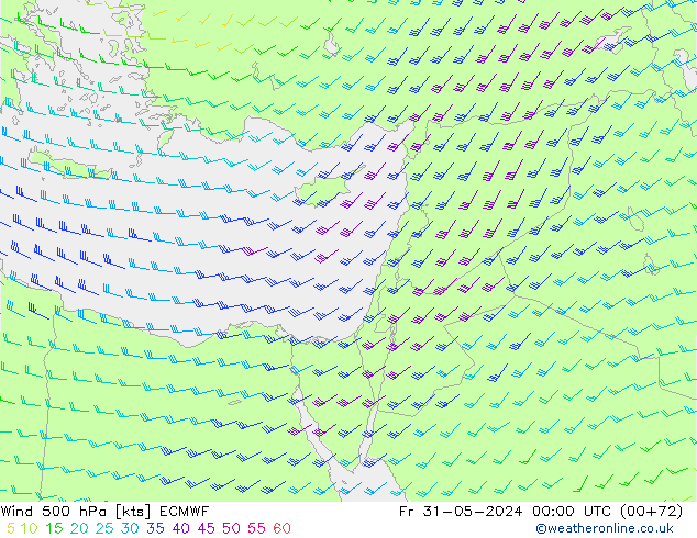 Wind 500 hPa ECMWF Fr 31.05.2024 00 UTC