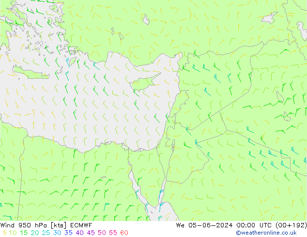 Vent 950 hPa ECMWF mer 05.06.2024 00 UTC