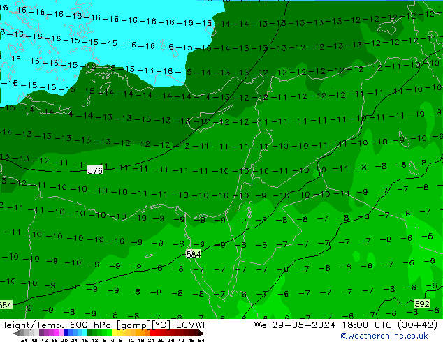 Z500/Rain (+SLP)/Z850 ECMWF Qua 29.05.2024 18 UTC