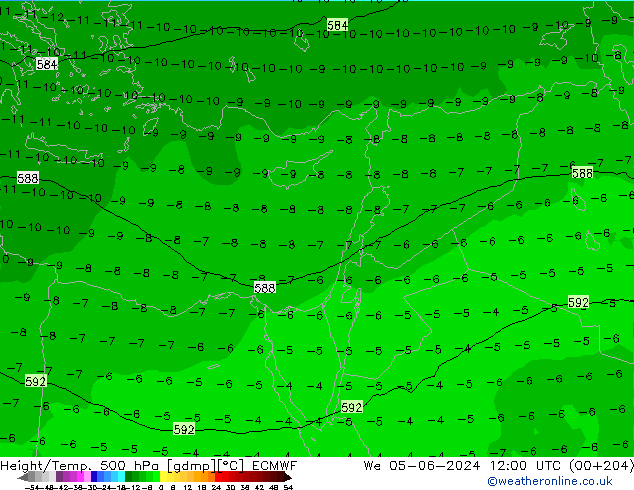 Z500/Rain (+SLP)/Z850 ECMWF St 05.06.2024 12 UTC