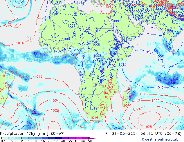 Z500/Rain (+SLP)/Z850 ECMWF Pá 31.05.2024 12 UTC