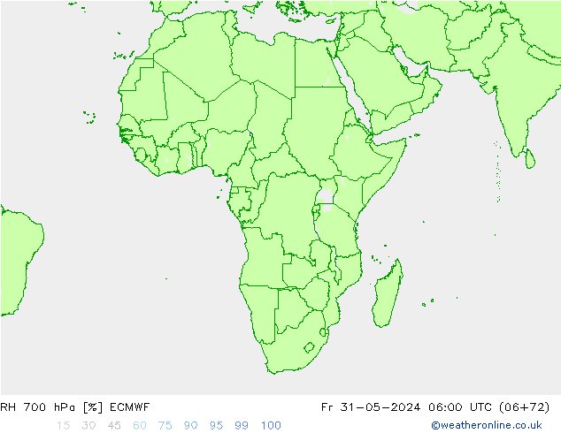 RH 700 hPa ECMWF Sex 31.05.2024 06 UTC