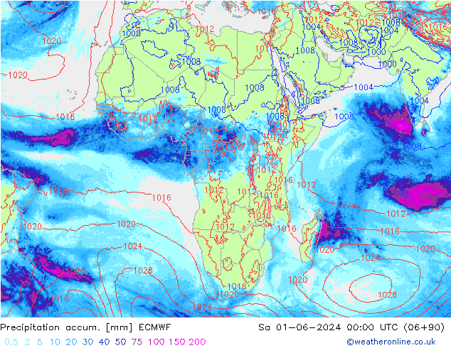 Nied. akkumuliert ECMWF Sa 01.06.2024 00 UTC