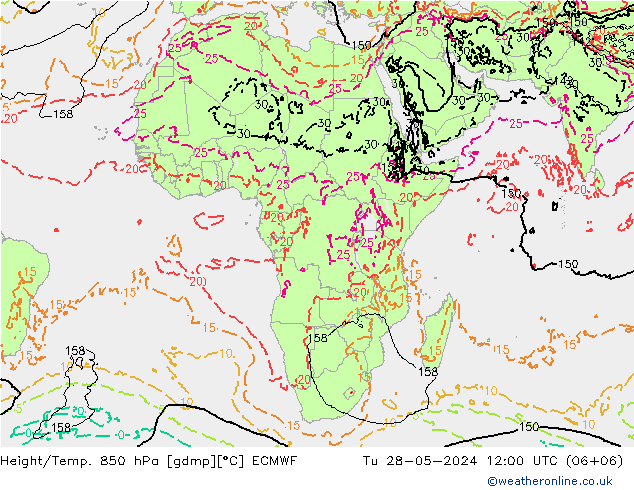 Z500/Rain (+SLP)/Z850 ECMWF Ter 28.05.2024 12 UTC