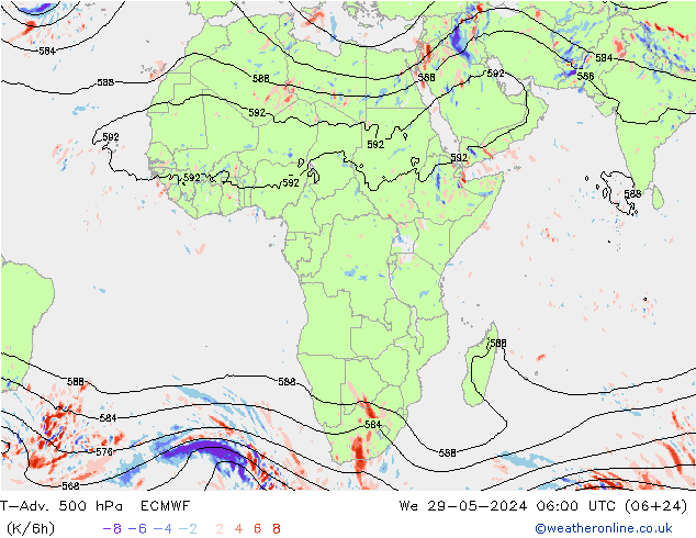 T-Adv. 500 hPa ECMWF We 29.05.2024 06 UTC