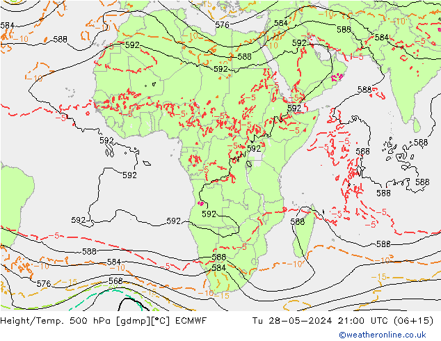 Height/Temp. 500 hPa ECMWF  28.05.2024 21 UTC