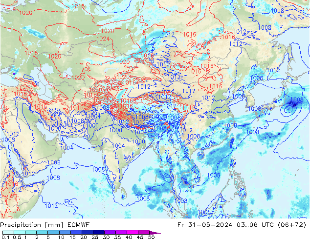 Srážky ECMWF Pá 31.05.2024 06 UTC