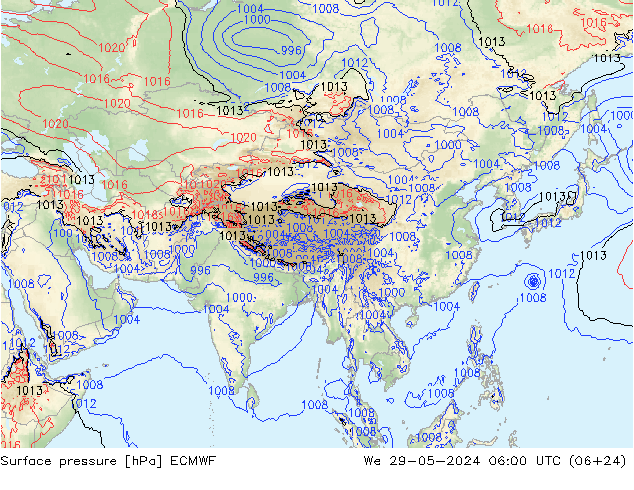 Surface pressure ECMWF We 29.05.2024 06 UTC