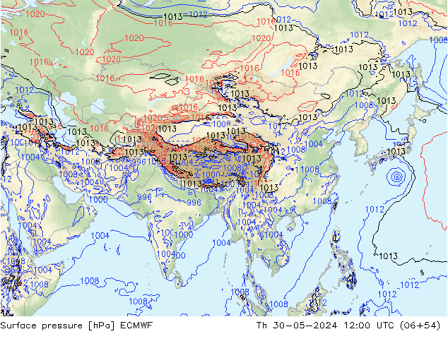 ciśnienie ECMWF czw. 30.05.2024 12 UTC