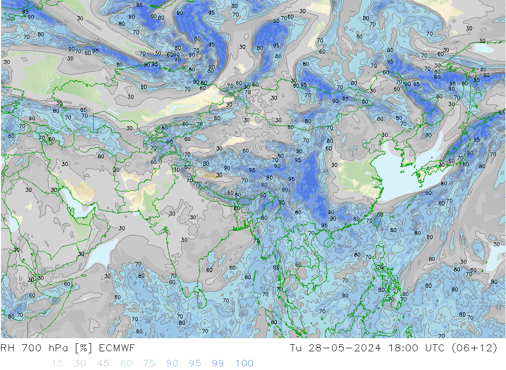RH 700 hPa ECMWF Tu 28.05.2024 18 UTC