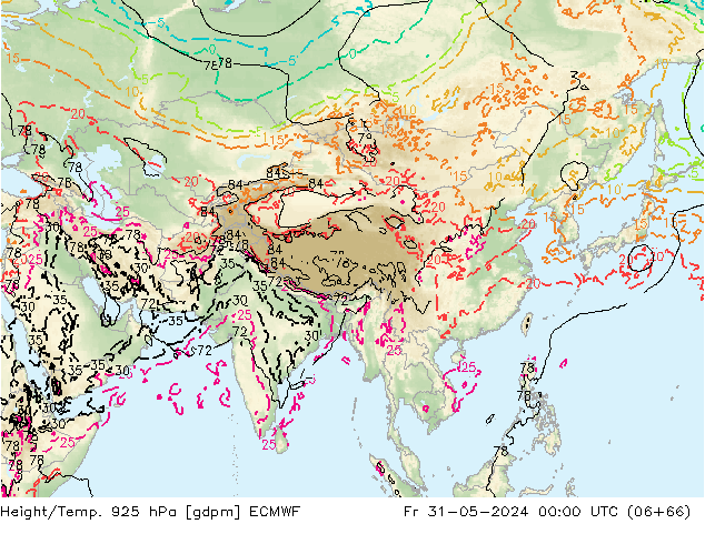Yükseklik/Sıc. 925 hPa ECMWF Cu 31.05.2024 00 UTC