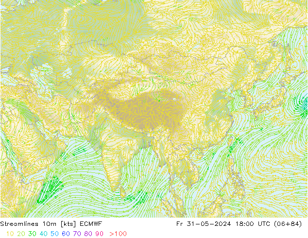 Streamlines 10m ECMWF Fr 31.05.2024 18 UTC