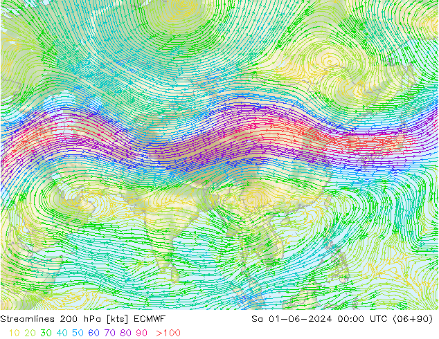 Rüzgar 200 hPa ECMWF Cts 01.06.2024 00 UTC