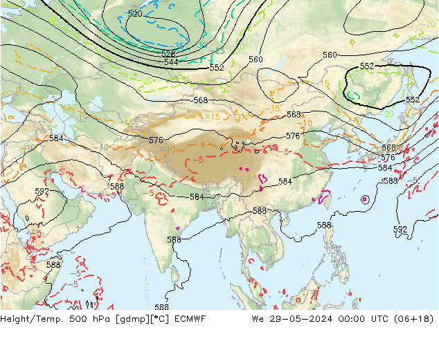 Z500/Rain (+SLP)/Z850 ECMWF mié 29.05.2024 00 UTC