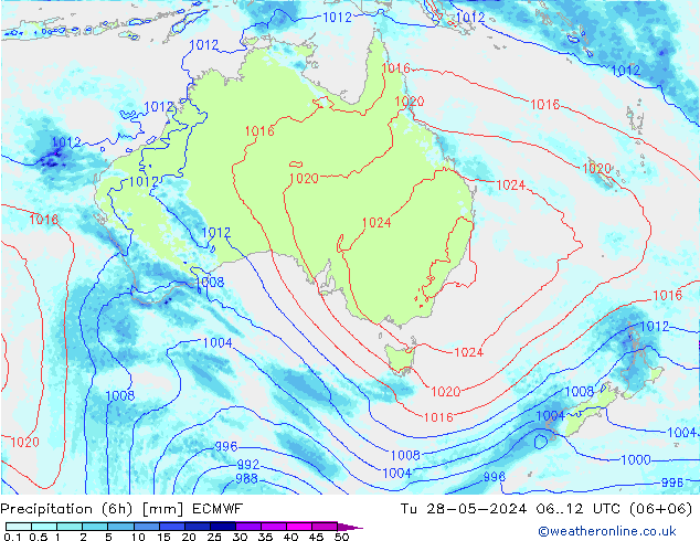 Z500/Rain (+SLP)/Z850 ECMWF Tu 28.05.2024 12 UTC