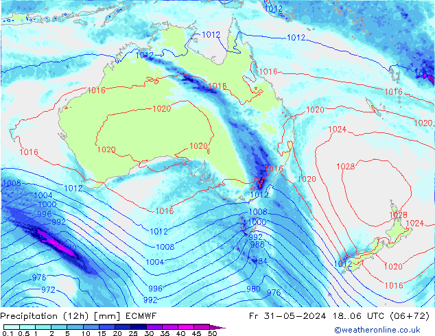 Précipitation (12h) ECMWF ven 31.05.2024 06 UTC