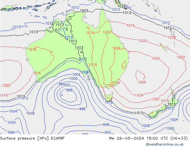 Atmosférický tlak ECMWF St 29.05.2024 15 UTC