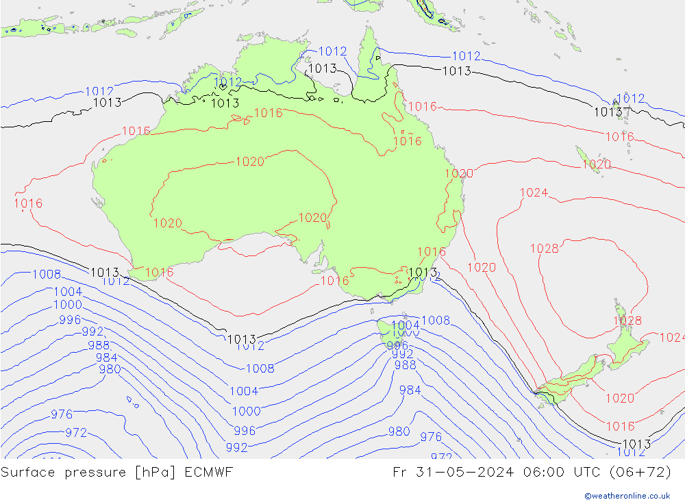 Surface pressure ECMWF Fr 31.05.2024 06 UTC