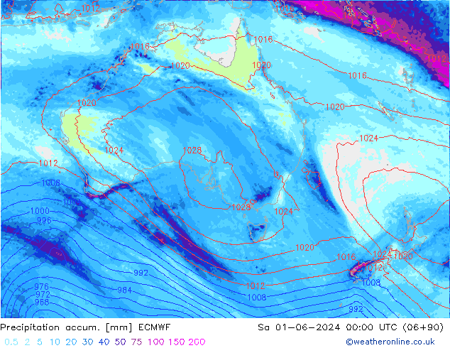 Toplam Yağış ECMWF Cts 01.06.2024 00 UTC