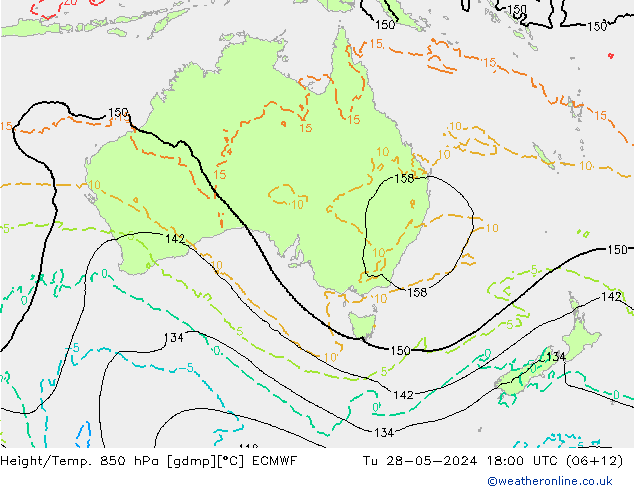 Yükseklik/Sıc. 850 hPa ECMWF Sa 28.05.2024 18 UTC