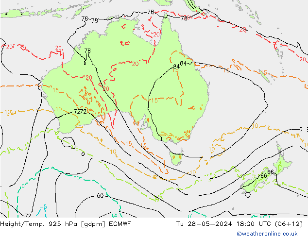 Height/Temp. 925 hPa ECMWF Ter 28.05.2024 18 UTC