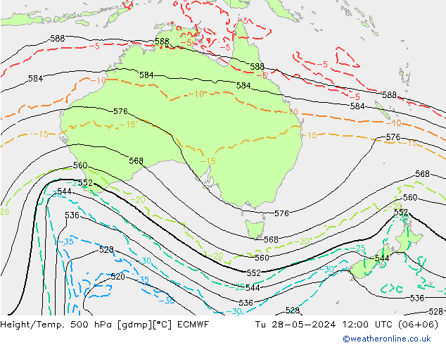 Z500/Rain (+SLP)/Z850 ECMWF mar 28.05.2024 12 UTC