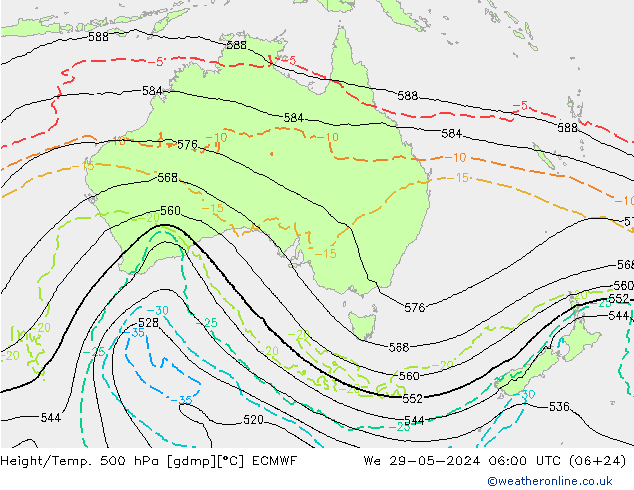 Geop./Temp. 500 hPa ECMWF mié 29.05.2024 06 UTC