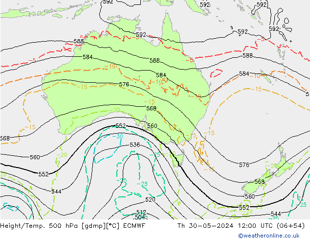 Z500/Rain (+SLP)/Z850 ECMWF Qui 30.05.2024 12 UTC