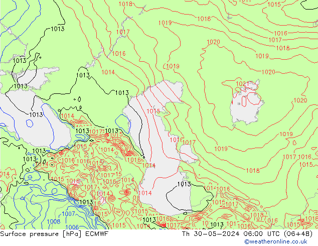 Surface pressure ECMWF Th 30.05.2024 06 UTC