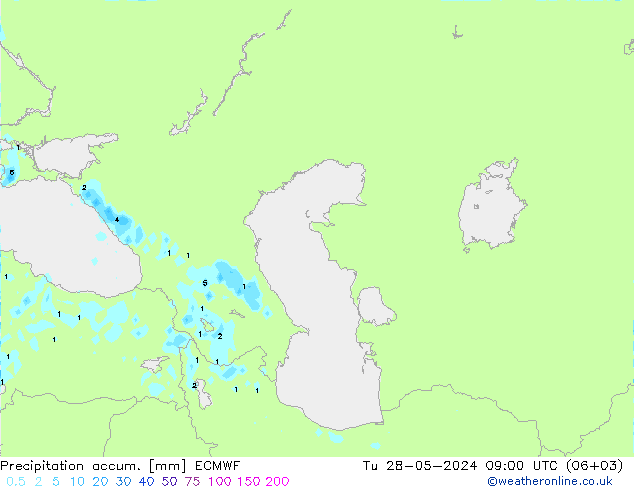 Toplam Yağış ECMWF Sa 28.05.2024 09 UTC