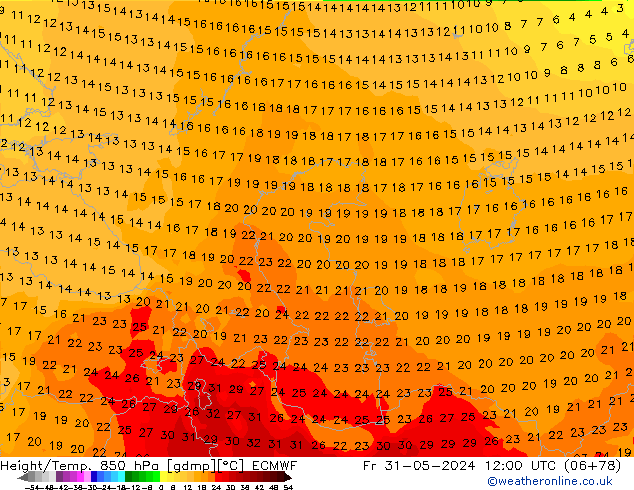 Z500/Rain (+SLP)/Z850 ECMWF ven 31.05.2024 12 UTC