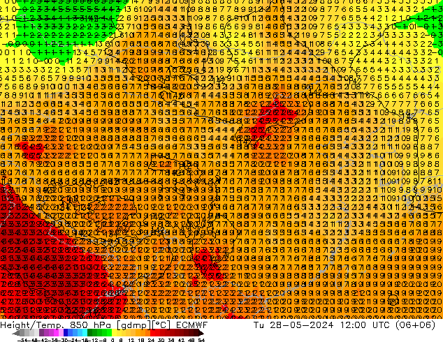 Z500/Rain (+SLP)/Z850 ECMWF 星期二 28.05.2024 12 UTC