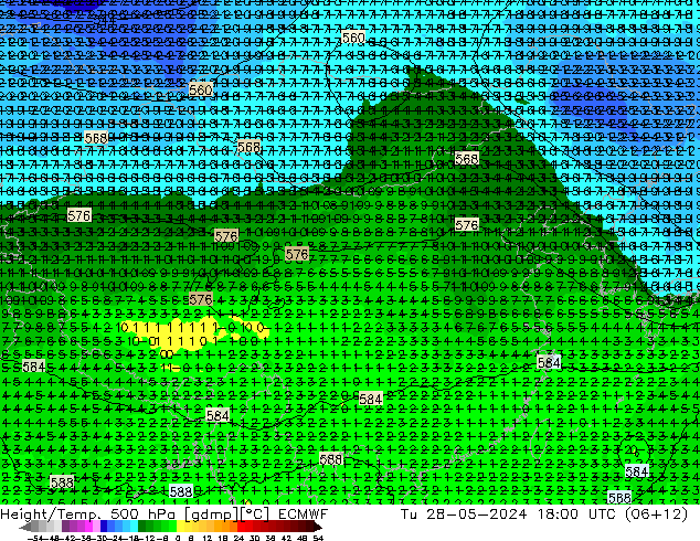 Z500/Rain (+SLP)/Z850 ECMWF 星期二 28.05.2024 18 UTC