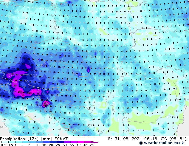 Precipitação (12h) ECMWF Sex 31.05.2024 18 UTC