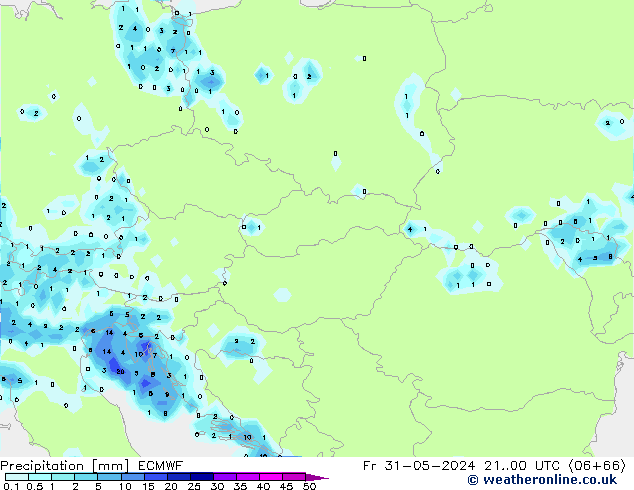 Srážky ECMWF Pá 31.05.2024 00 UTC