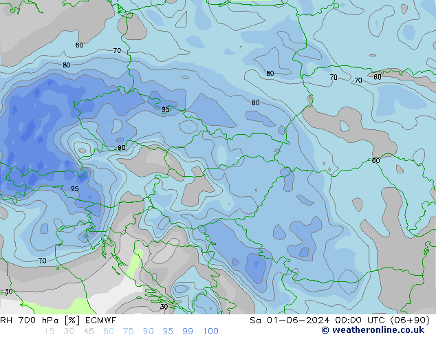 RH 700 hPa ECMWF So 01.06.2024 00 UTC