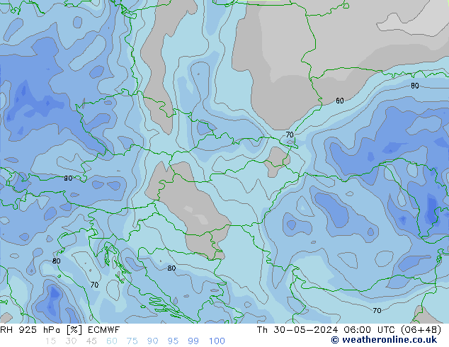 RH 925 hPa ECMWF Th 30.05.2024 06 UTC