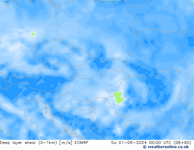 Deep layer shear (0-1km) ECMWF sáb 01.06.2024 00 UTC