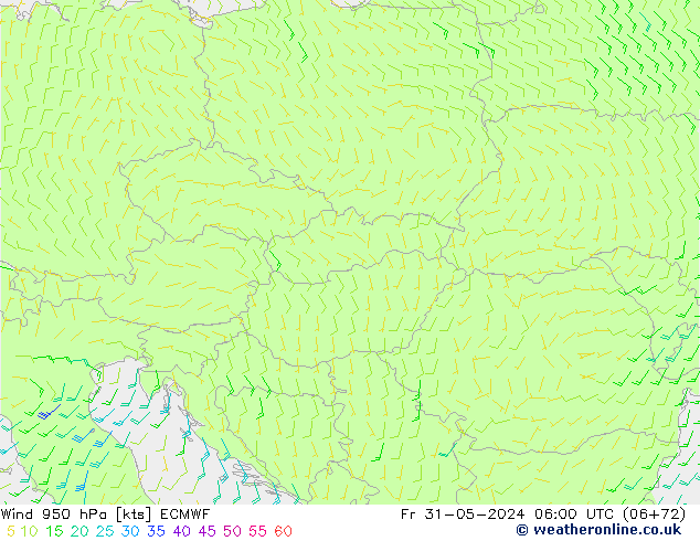 Wind 950 hPa ECMWF Fr 31.05.2024 06 UTC