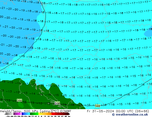 Z500/Rain (+SLP)/Z850 ECMWF  31.05.2024 00 UTC