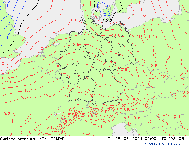 Surface pressure ECMWF Tu 28.05.2024 09 UTC