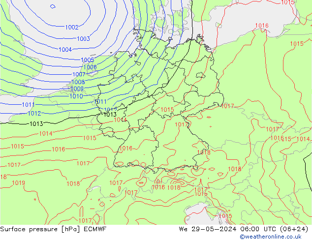 ciśnienie ECMWF śro. 29.05.2024 06 UTC